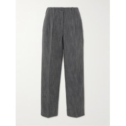 Pleated wool-blend straight-leg pants