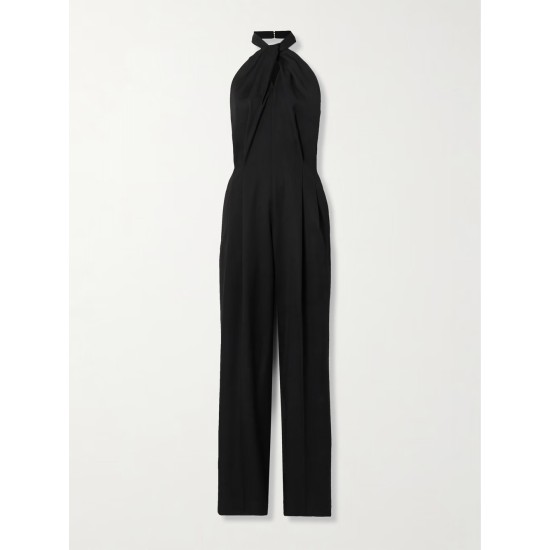 Journey cutout wool-gabardine halterneck jumpsuit