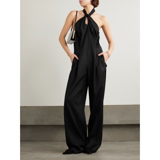 Journey cutout wool-gabardine halterneck jumpsuit