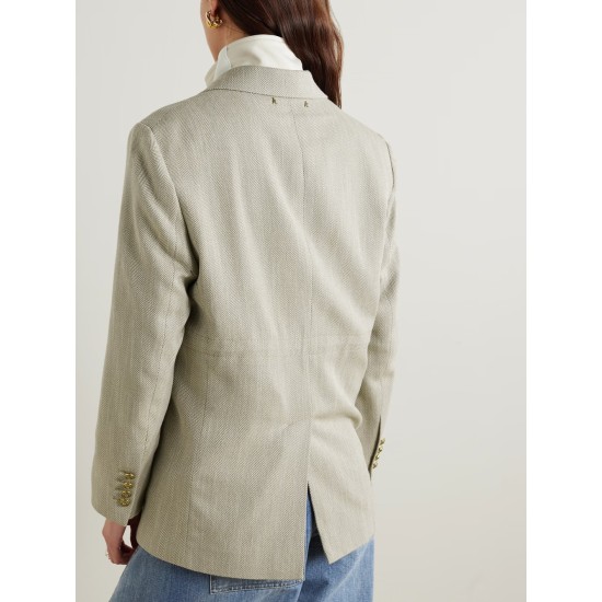 Journey double-breasted herringbone cotton blazer