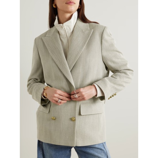 Journey double-breasted herringbone cotton blazer