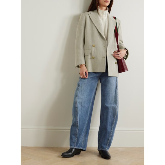 Journey double-breasted herringbone cotton blazer