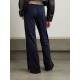 Button-detailed webbing-trimmed jersey wide-leg track pants