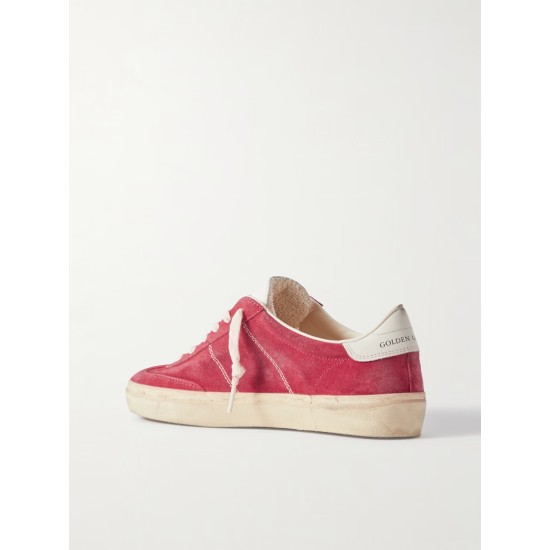 Soul-Star distressed leather-trimmed suede sneakers