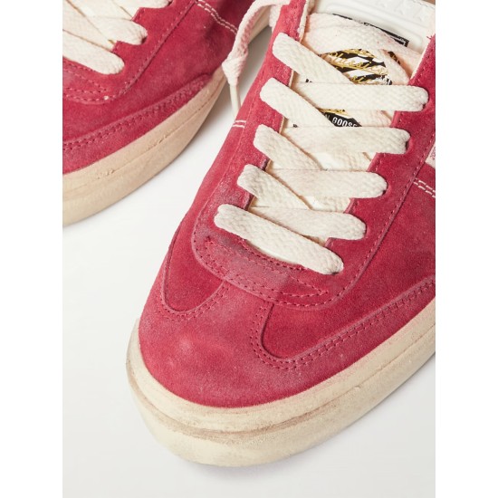 Soul-Star distressed leather-trimmed suede sneakers
