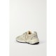 Dad-Star distressed glittered suede, mesh and metallic leather sneakers
