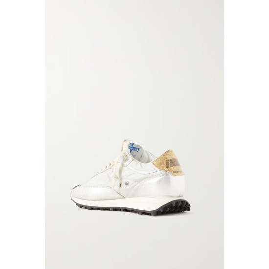 Running Marathon metallic leather-trimmed shell sneakers