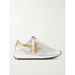Running Marathon metallic leather-trimmed shell sneakers