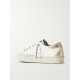 Hi Star distressed suede- and snake-effect-trimmed leather sneakers