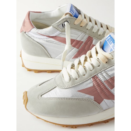 Running Marathon leather-trimmed suede and ripstop sneakers