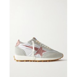 Running Marathon leather-trimmed suede and ripstop sneakers
