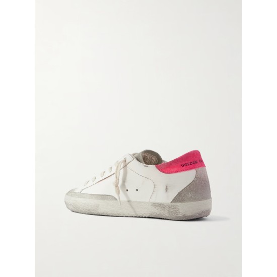 Super-Star distressed suede-trimmed leather sneakers