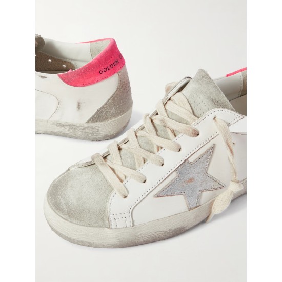 Super-Star distressed suede-trimmed leather sneakers