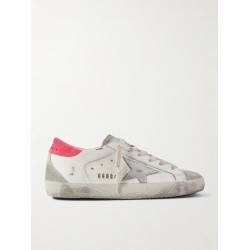 Super-Star distressed suede-trimmed leather sneakers