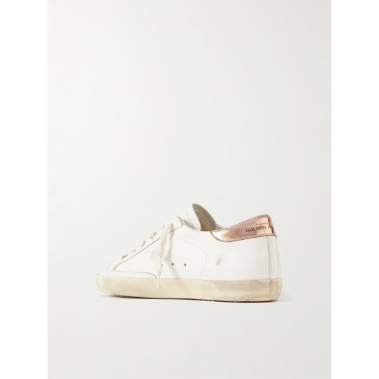 Super-Star distressed glittered leather sneakers