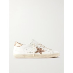 Super-Star distressed glittered leather sneakers