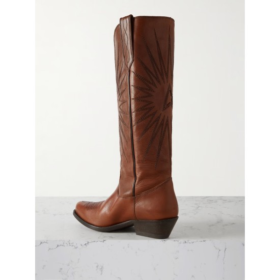 Wish Star embroidered leather cowboy boots