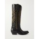 Wish Star embroidered distressed leather cowboy boots