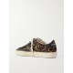 Soul-Star distressed leather-trimmed leopard-print calf hair sneakers