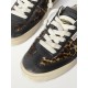 Soul-Star distressed leather-trimmed leopard-print calf hair sneakers