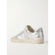 Ballstar glittered distressed metallic leather sneakers