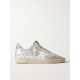 Ballstar glittered distressed metallic leather sneakers