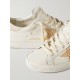 Super-Star raffia-trimmed distressed leather sneakers