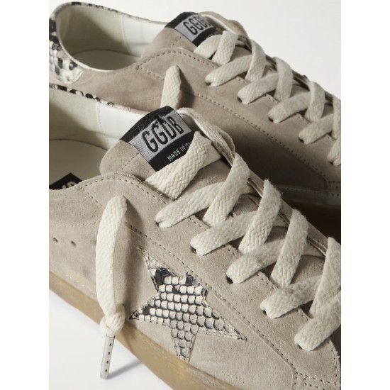 Super-Star snake-effect leather-trimmed suede sneakers