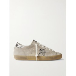 Super-Star snake-effect leather-trimmed suede sneakers