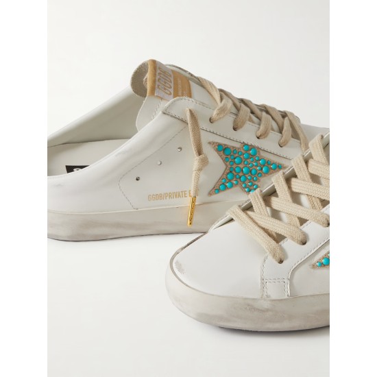 Super-Star Sabot distressed embellished leather slip-on sneakers