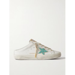Super-Star Sabot distressed embellished leather slip-on sneakers