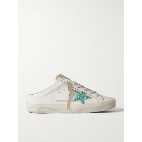 Super-Star Sabot distressed embellished leather slip-on sneakers