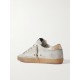 Super-Star suede and metallic leather-trimmed distressed canvas sneakers