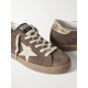 Super-Star distressed leather-trimmed suede sneakers