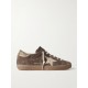 Super-Star distressed leather-trimmed suede sneakers