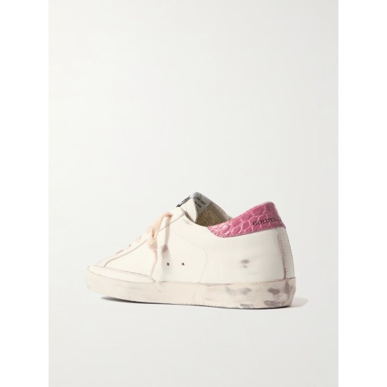 Super-Star distressed glittered leather sneakers