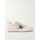Ball Star distressed suede-trimmed leather sneakers