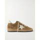 Ball Star distressed leather-trimmed suede sneakers