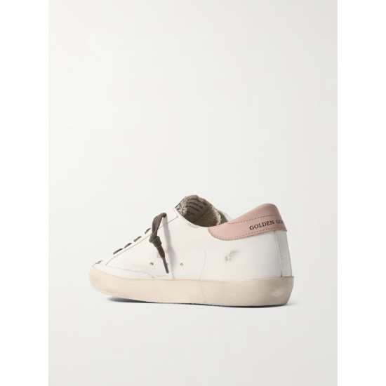 Super-Star distressed suede-trimmed glittered leather sneakers