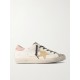 Super-Star distressed suede-trimmed glittered leather sneakers