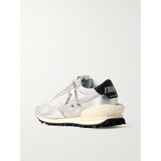 Running Marathon metallic rubber and leather-trimmed ripstop sneakers