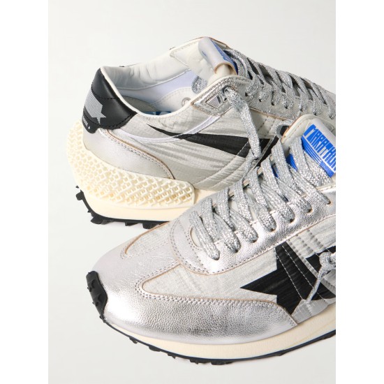 Running Marathon metallic rubber and leather-trimmed ripstop sneakers