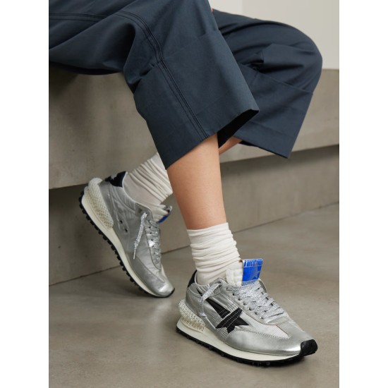 Running Marathon metallic rubber and leather-trimmed ripstop sneakers