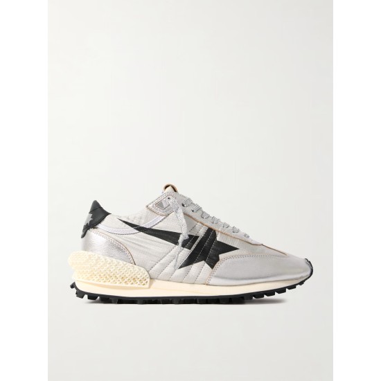 Running Marathon metallic rubber and leather-trimmed ripstop sneakers