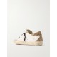Super-Star distressed suede-trimmed glittered leather sneakers