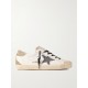 Super-Star distressed suede-trimmed glittered leather sneakers