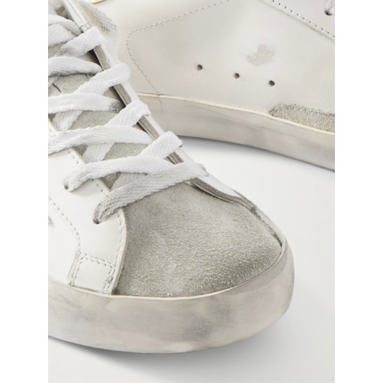 Super-Star embellished distressed suede and leather sneakers