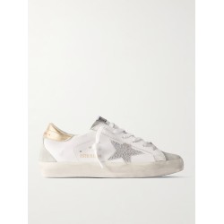 Super-Star embellished distressed suede and leather sneakers