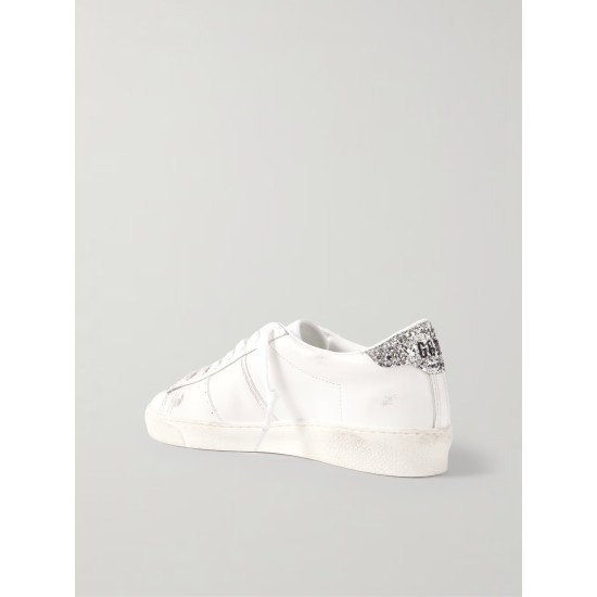 Matchstar distressed glittered leather sneakers