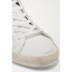 Superstar distressed glittered leather sneakers